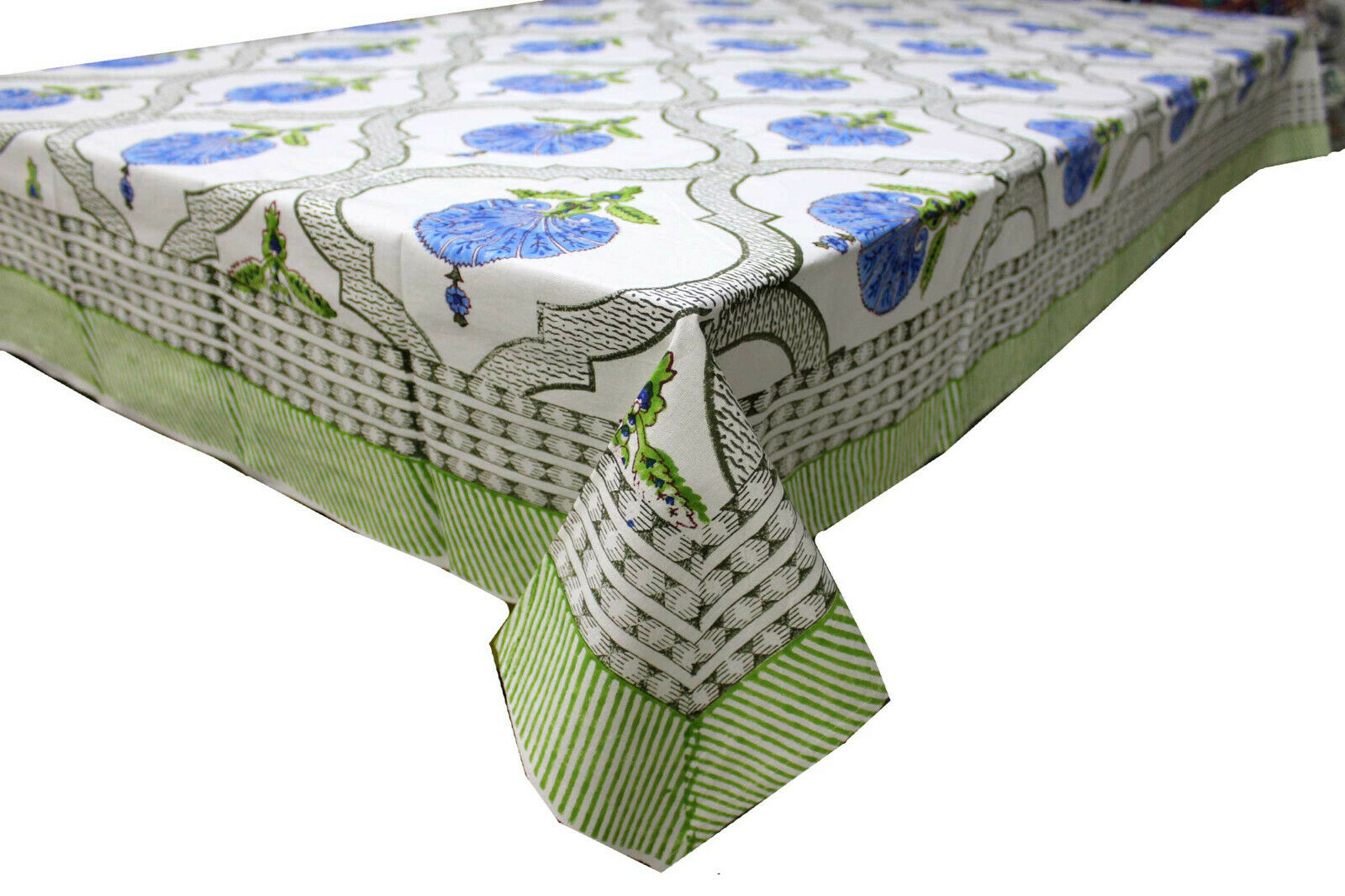 Hand Block Print Table Cloth - 60x90" Cotton, Orange